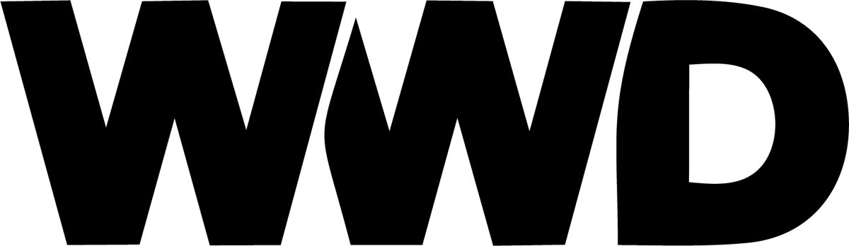 Black 'WWD' logo on a white background